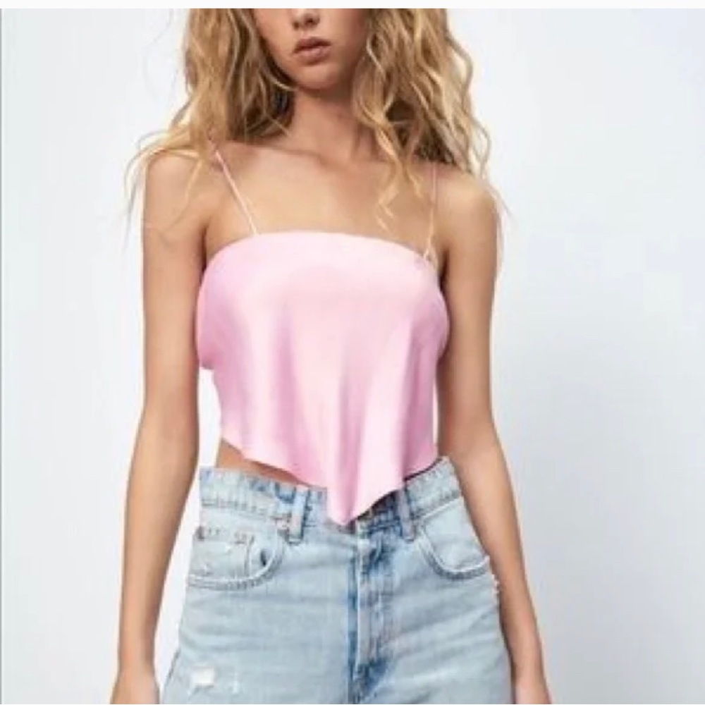 Zara bandana tie back pink top, has padding/extra fabric on chest, size small